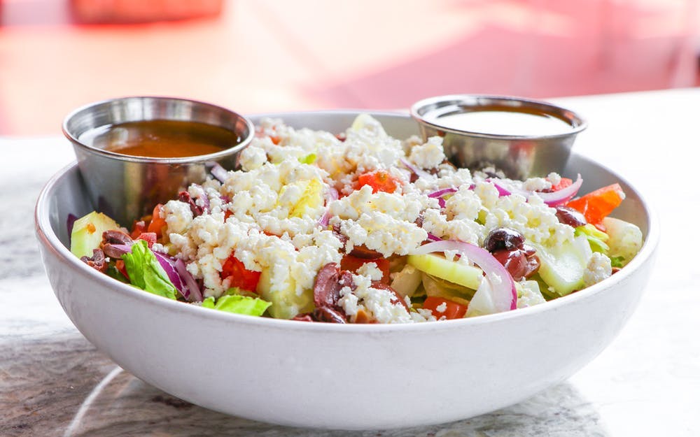 Order Team Greece Salad - Regular food online from Center Court Pizza & Brew store, League City on bringmethat.com