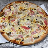 Seafood Pizza with White Sauce