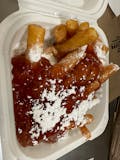 Funnel Fries with Strawberry Topping