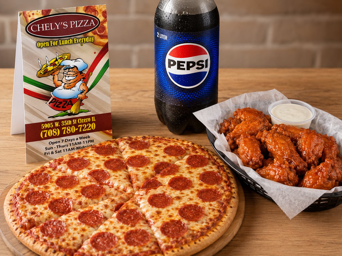 X-Large One Topping, 15 Wings & 1 Liter of Pepsi Family Special