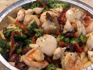 Gluten Free Seafood Trio Penne with Salad