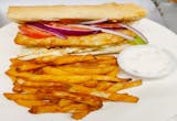 Flounder Sandwich with Fries