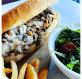 Open Cheese Steak Sandwich