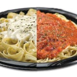 Can't Decide: 1/2 Spaghetti with Marinara and 1/2 Fettuccine Alfredo
