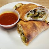 Stromboli with Steak, Cheese, Onion, Peppers & Mushrooms