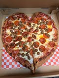 Three Topping Heart Shaped Pizza
