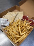 BBQ chicken quesadilla + fries