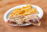 Grilled Chicken, Portobello Mushrooms, Roasted Red Peppers & Provolone Cheese Panini