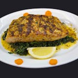 Grilled Salmon over Spinach