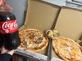 Two Large Plain Pizzas, One Garlic Knots & 2 Liter Soda Monday Special