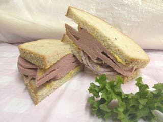 Liverwurst On Rye With Raw Onion & Mustard Sandwich