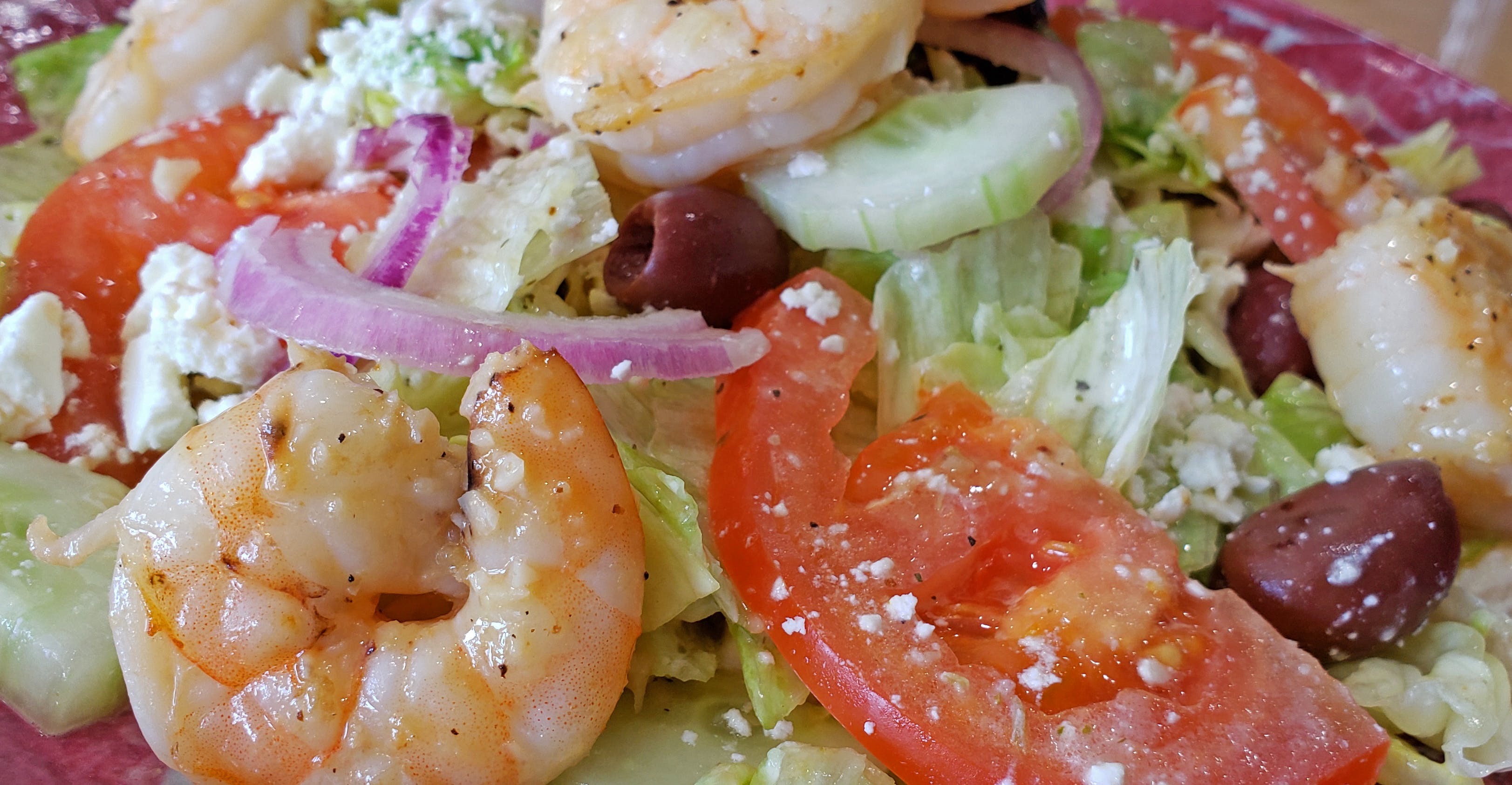 Order Greek Shrimp Salad - Salads food online from Billy Deli Cafe store, Arlington on bringmethat.com