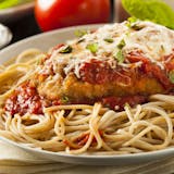 Chicken Cutlet Parmigiana with Spaghetti