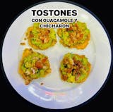 Tostones Con Guacamole + Chicharon