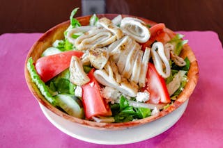 Greek Salad with Grilled Calamari