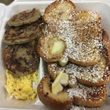 French Toast with Meat, Eggs & Cheese Breakfast