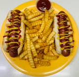 2 Jumbo Hot Dogs with Fries