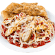 Baked Chicken Parmesan on a Bed of Pasta