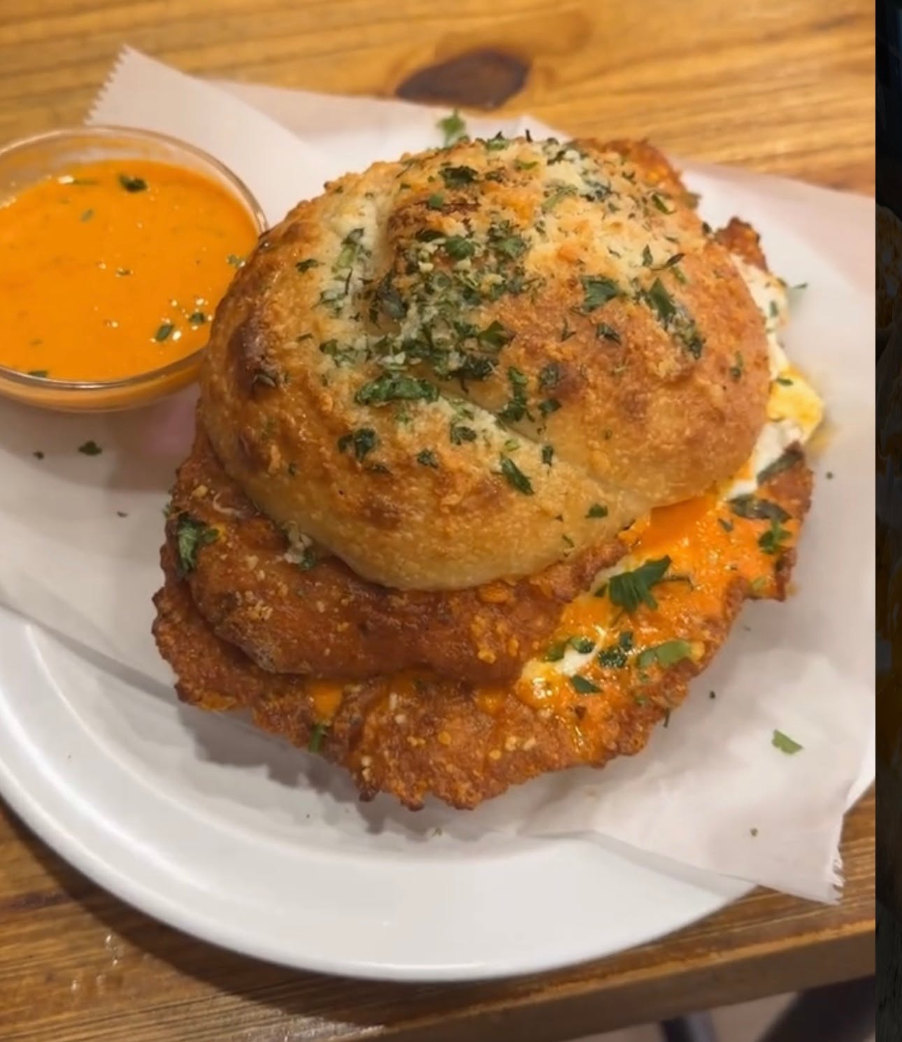 Chicken vodka parm Garlic knot