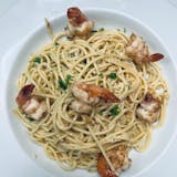 Spaghetti Aioli with shrimp