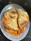 Chicken parm on garlic knot bread