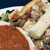 Italian Sausage, Peppers, Onions & Cheese Sandwich