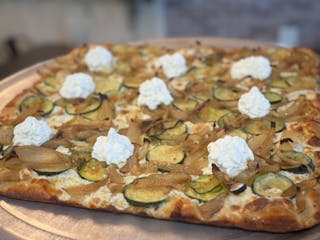 Zucchini and onion thin crust Sicilian