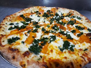Buffalo Chicken, Spinach, Feta Pizza