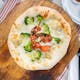White Broccoli & Tomato Pizza Catering
