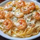 Fettuccine Alfredo with shrimp