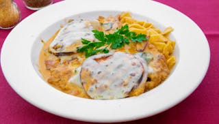 Chicken Montebianco with Fettuccine