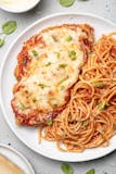 Chicken Parmesan over Spaghetti