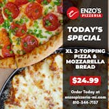 Xl 2 topping pizza w/ Mozzarella Bread