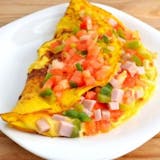 Grilled chicken, peppers, onion and jack Cheese Omelet Breakfast