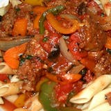 Sausage, Peppers & Onions Over Penne