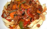 Sausage, Peppers & Onions Over Penne