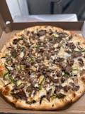 Philly cheesesteak pizza