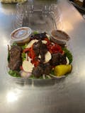 Steak Tips Mesculin Salad with Fresh Mozzarella & Roasted Red Peppers