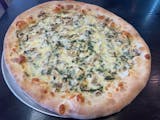 White Mushrooms with Pesto Sauce Pizza