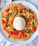 Spaghetti with Marinara Sauce and Burrata cheese
