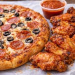 12" Medium Pizza with Two Toppings 10 Wings