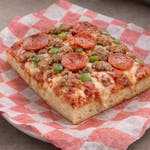 Sicilian Three Toppings Pizza Slice
