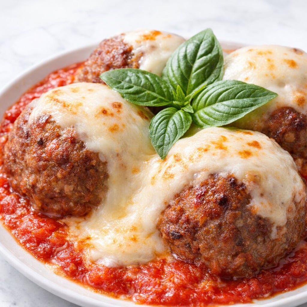 18. Meatball with Melted Mozzarella Cheese 