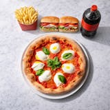 202. Large Cheese Pizza, Selective Two Subs, 1 Large Fries & 2 Liter Soda Family Pack Special