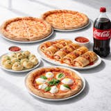 208. Two Large Cheese Pizza, Large Family Stromboli, Large Garlic Knots & 2 Liter Soda Family Pack Special