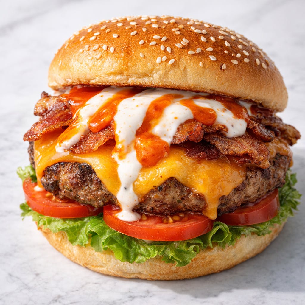 36. Buffalo Ranch Cheddar Burger