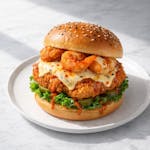 47. Buffalo Crispy Chicken & Shrimp Burger 