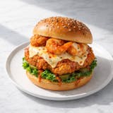 47. Buffalo Crispy Chicken & Shrimp Burger 