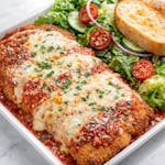#1 1/2 Tray Chicken Parm with Salad & Bread Special 