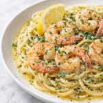 Shrimp Scampi Over Linguine